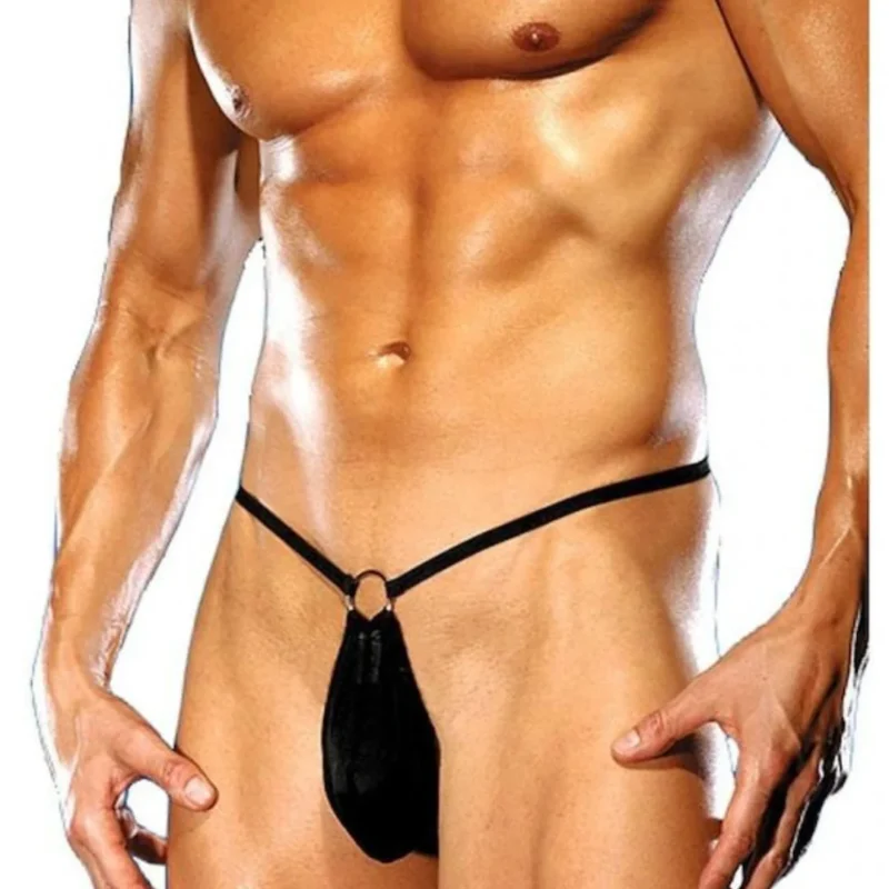 Fantezi Halkalı Seksi Siyah Erkek String